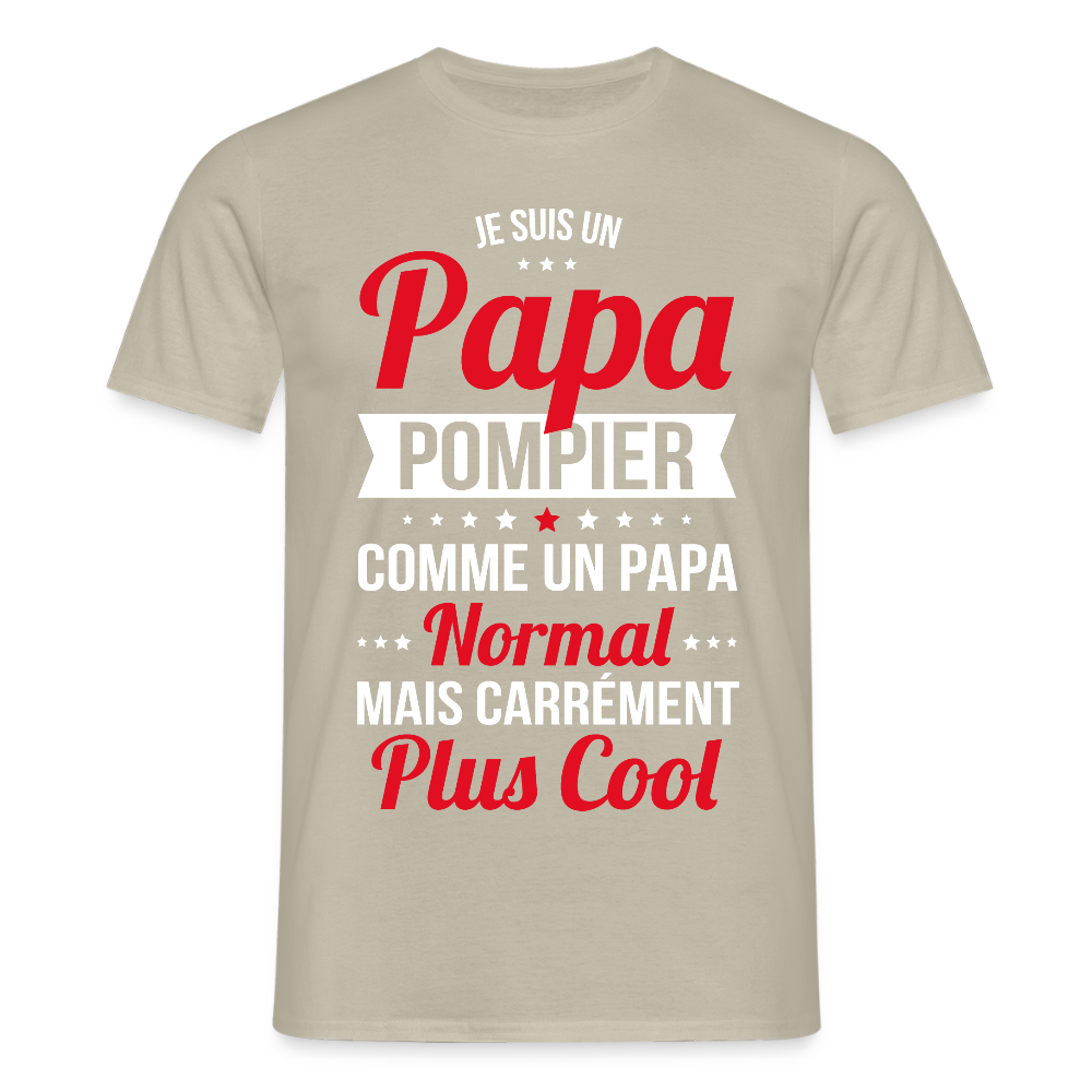 T-shirt Homme - Papa pompier plus cool - beige sable