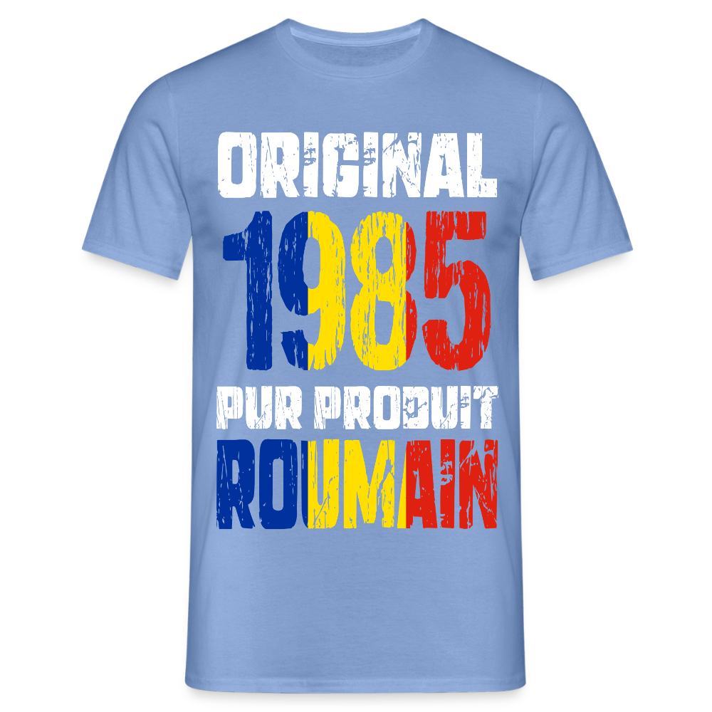 T-shirt Homme - Anniversaire 40 Ans - Original 1985 - Pur produit Roumain - carolina blue
