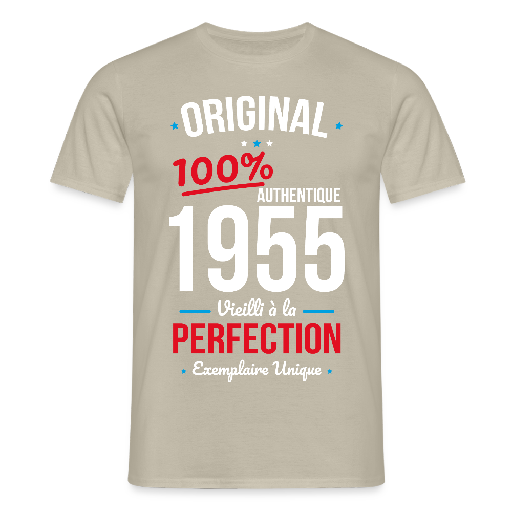 T-shirt Homme - Anniversaire 70 Ans - Original 1955 - beige sable