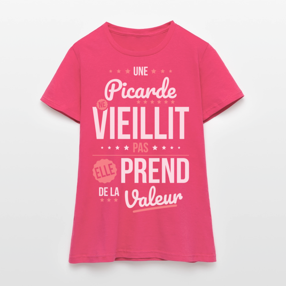 T-shirt Femme - Une Picarde ne vieillit pas - rose azalée