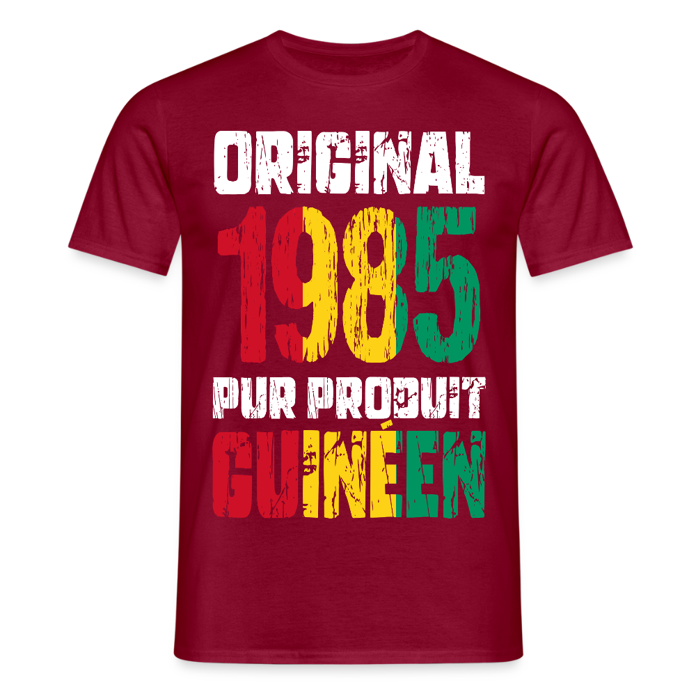 T-shirt Homme - Anniversaire 40 Ans - Original 1985 - Pur produit Guinéen - rouge brique