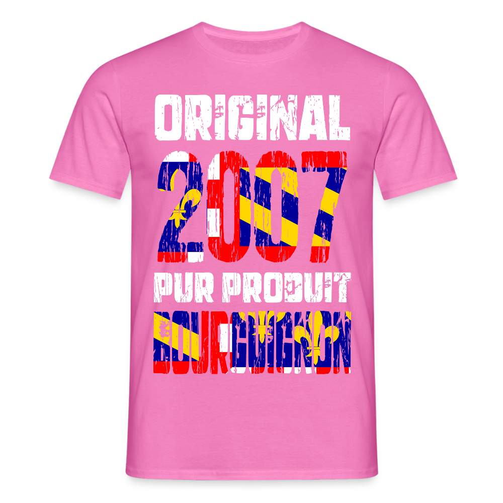 T-shirt Homme - Anniversaire 18 Ans - Original 2007 - Pur produit Bourguignon - rose
