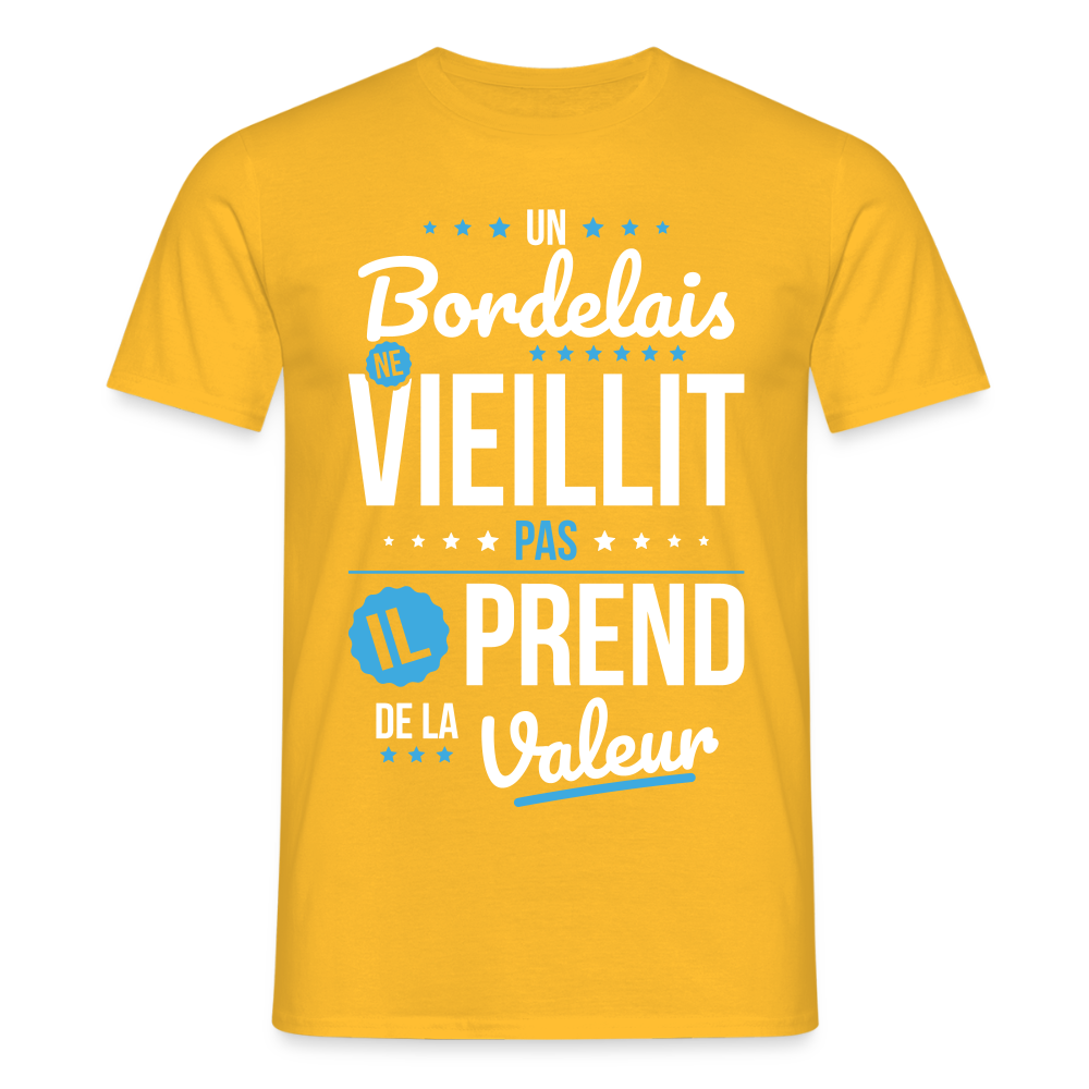 T-shirt Homme - Un Bordelais ne vieillit pas - jaune