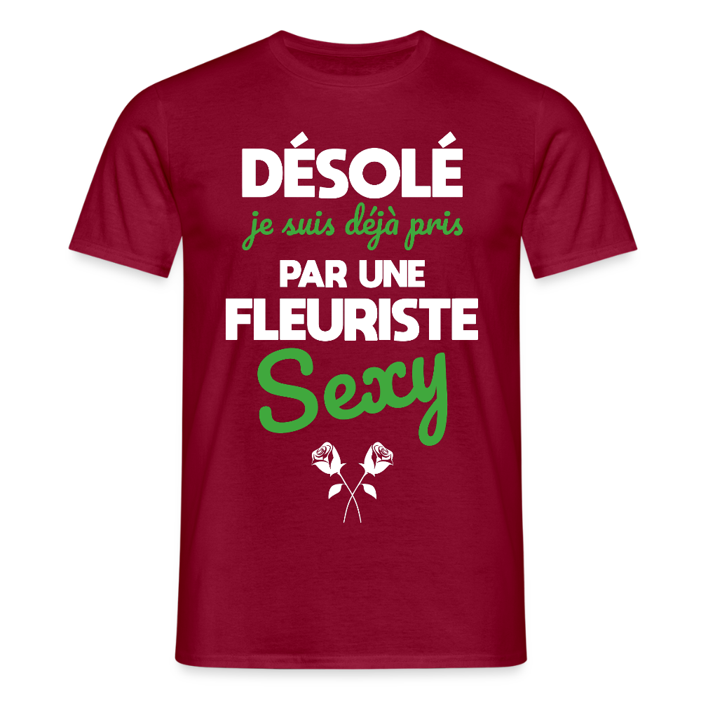 T-shirt Homme - Je suis pris par une fleuriste sexy - rouge brique