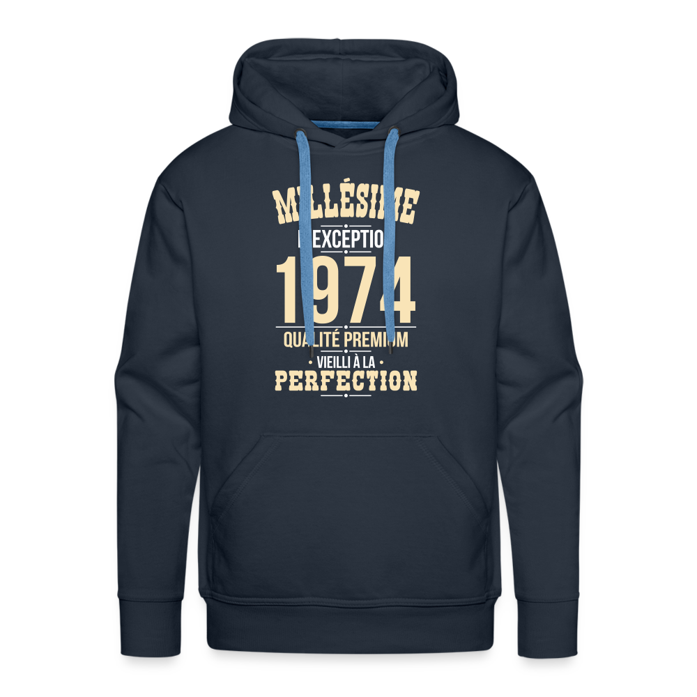 Sweat à capuche Premium Homme - Anniversaire 51 Ans - Millésime 1974 - marine