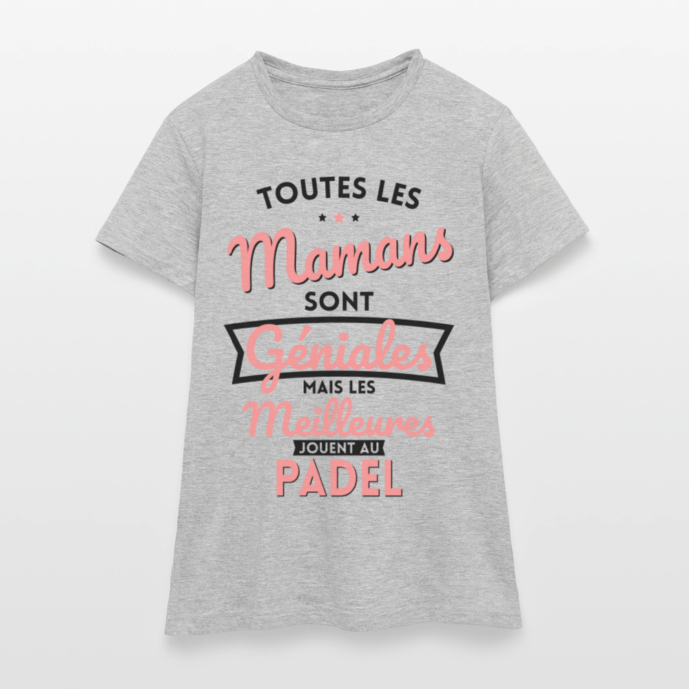 T-shirt Femme - Mamans géniales - Les meilleures jouent au padel - gris chiné