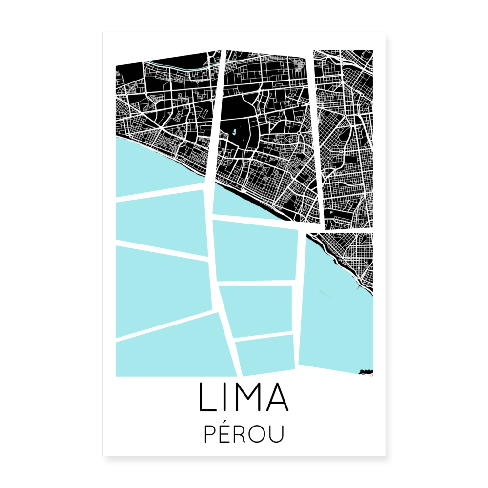 Poster Lima - Plan Lima - 40 x 60 cm - blanc