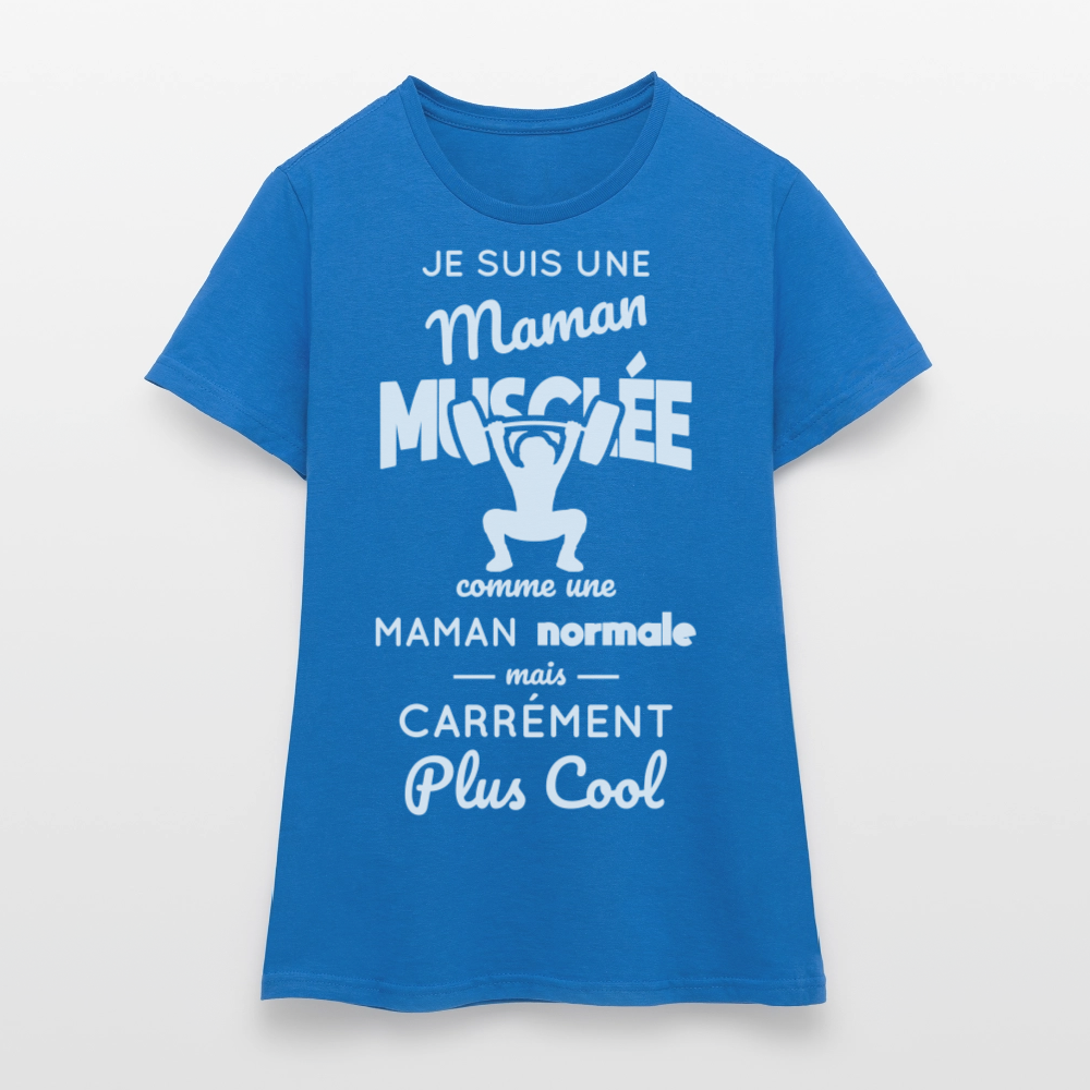 T-shirt Femme - Maman musclée plus cool - bleu royal
