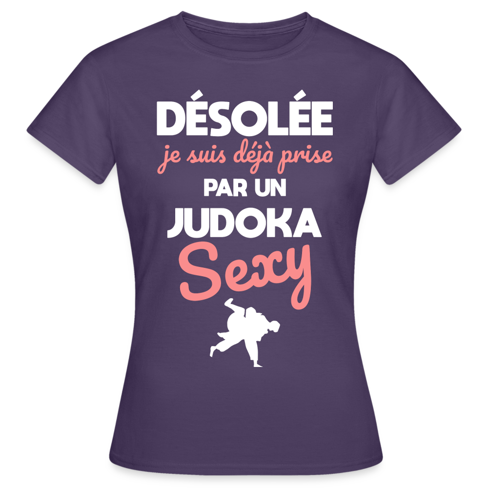 T-shirt Femme - Je suis prise par un judoka sexy - violet foncé