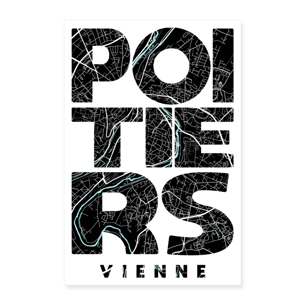 Poster Poitiers - Plan Poitiers - 60 x 90 cm - blanc