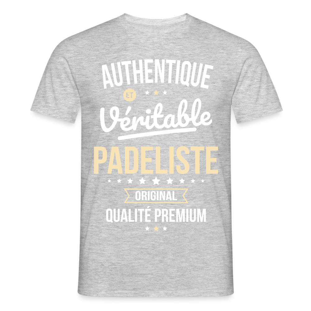 T-shirt Homme - Authentique et véritable Padeliste - gris chiné