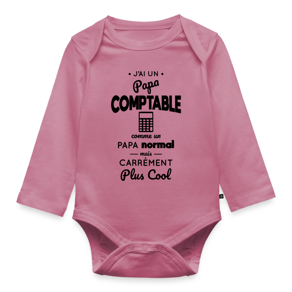 Body Bébé bio manches longues - J'ai un papa comptable - mauve