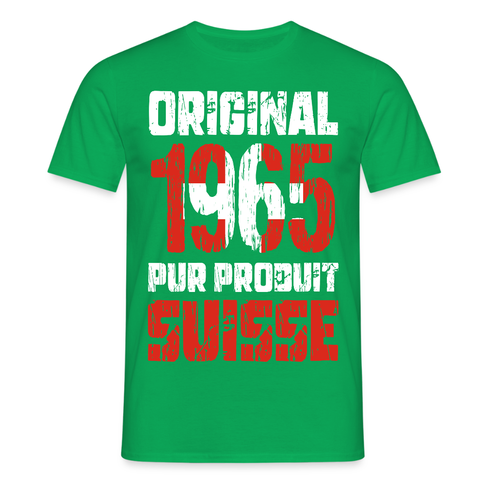T-shirt Homme - Anniversaire 60 Ans - Original 1965 - Pur produit Suisse - vert
