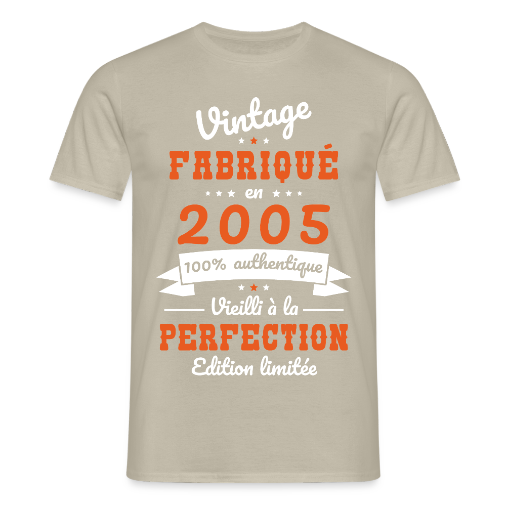 T-shirt Homme - Anniversaire 20 Ans - Vintage fabriqué en 2005 - beige sable