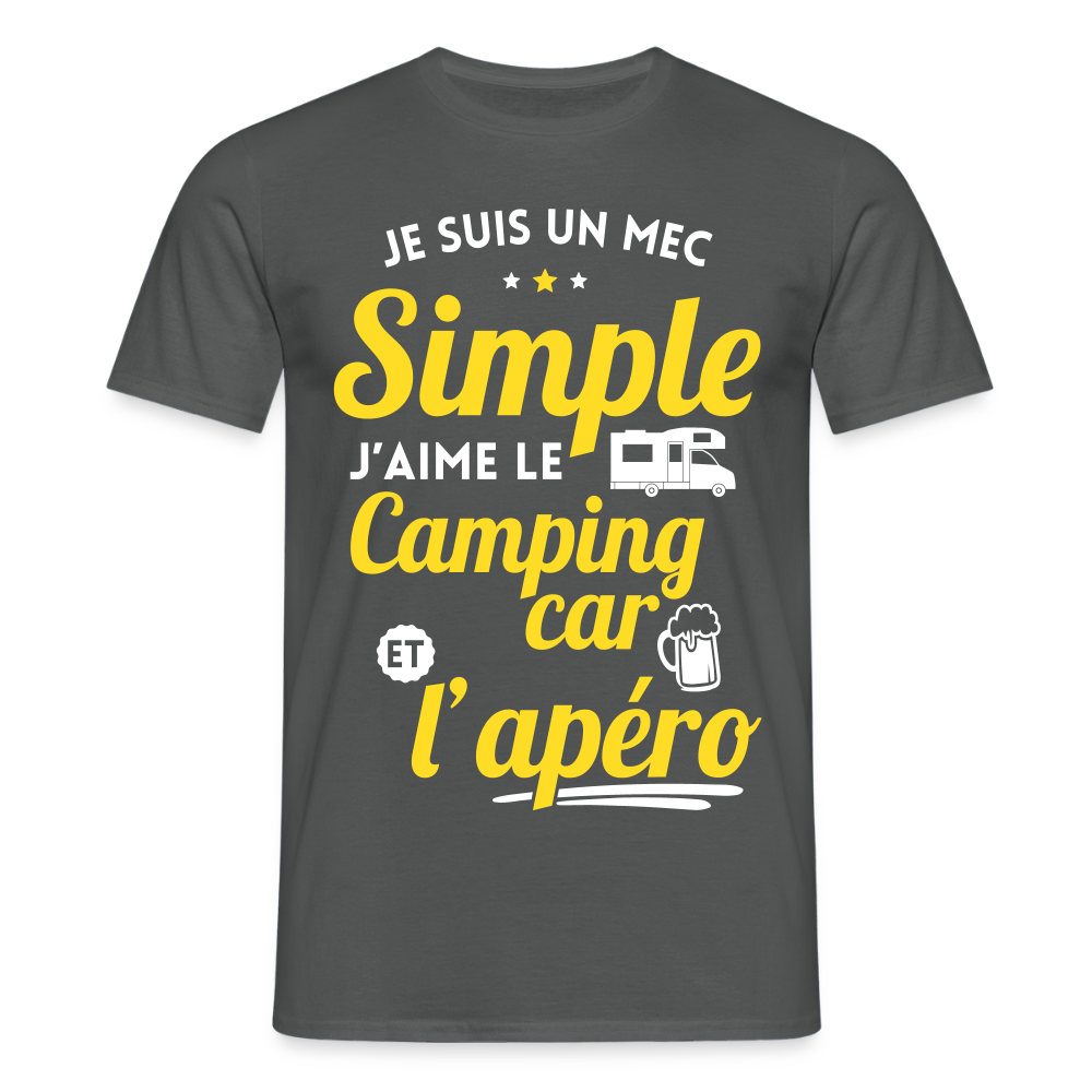 T-shirt Homme - J'aime le camping-car et l'apéro - charbon