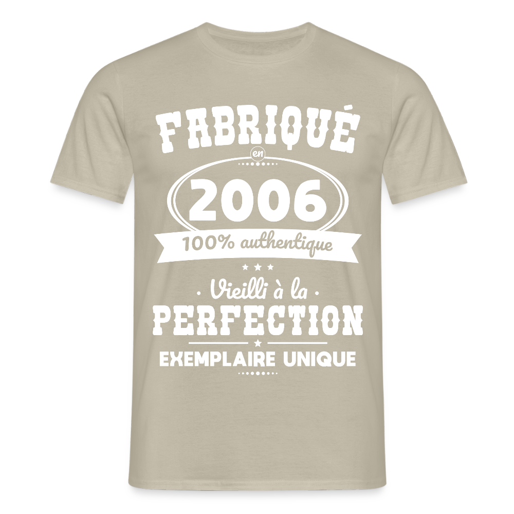 T-shirt Homme - Anniversaire 19 Ans - Fabriqué en 2006 - beige sable