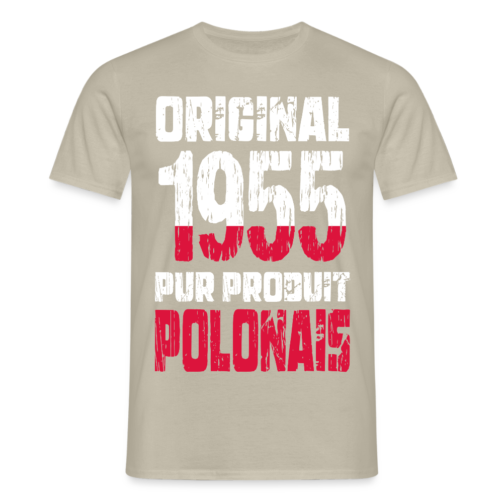 T-shirt Homme - Anniversaire 70 Ans - Original 1955 - Pur produit Polonais - beige sable