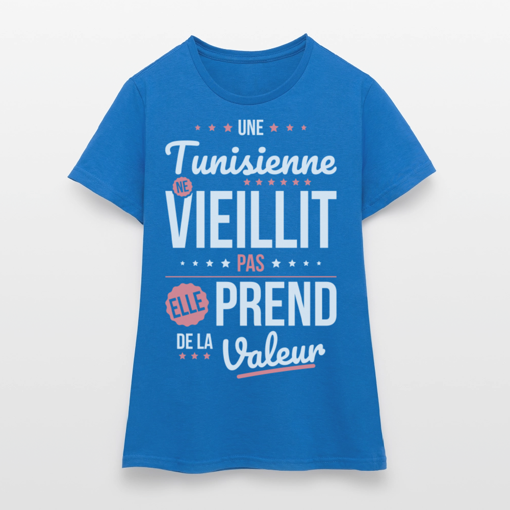 T-shirt Femme - Une Tunisienne ne vieillit pas - bleu royal