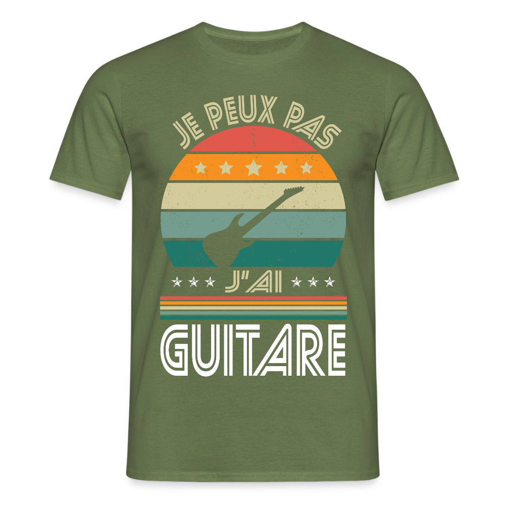 T-shirt Homme - Je peux pas j'ai Guitare - vert militaire