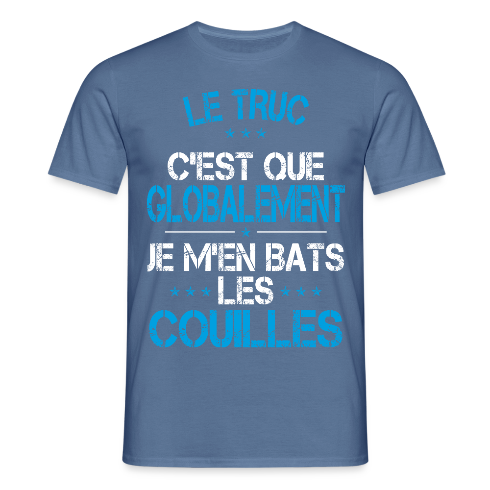 T-shirt Homme - Je m'en bats les couilles - bleu pigeon