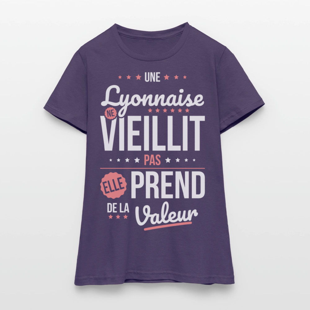 T-shirt Femme - Une Lyonnaise ne vieillit pas - violet foncé