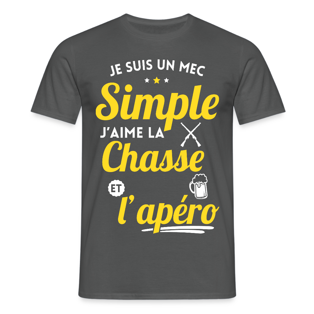 T-shirt Homme - J'aime la chasse et l'apéro - charbon