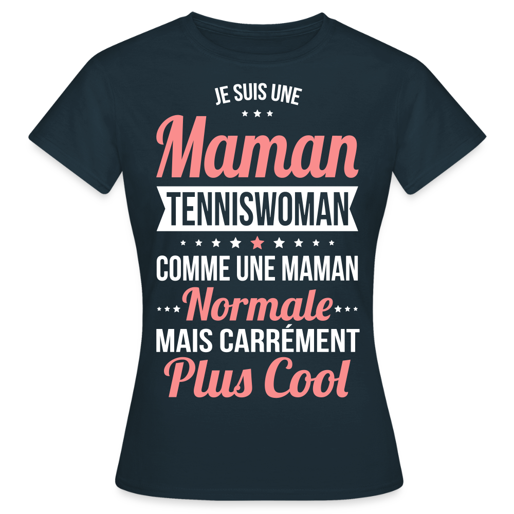 T-shirt Femme - Maman tenniswoman plus cool - marine