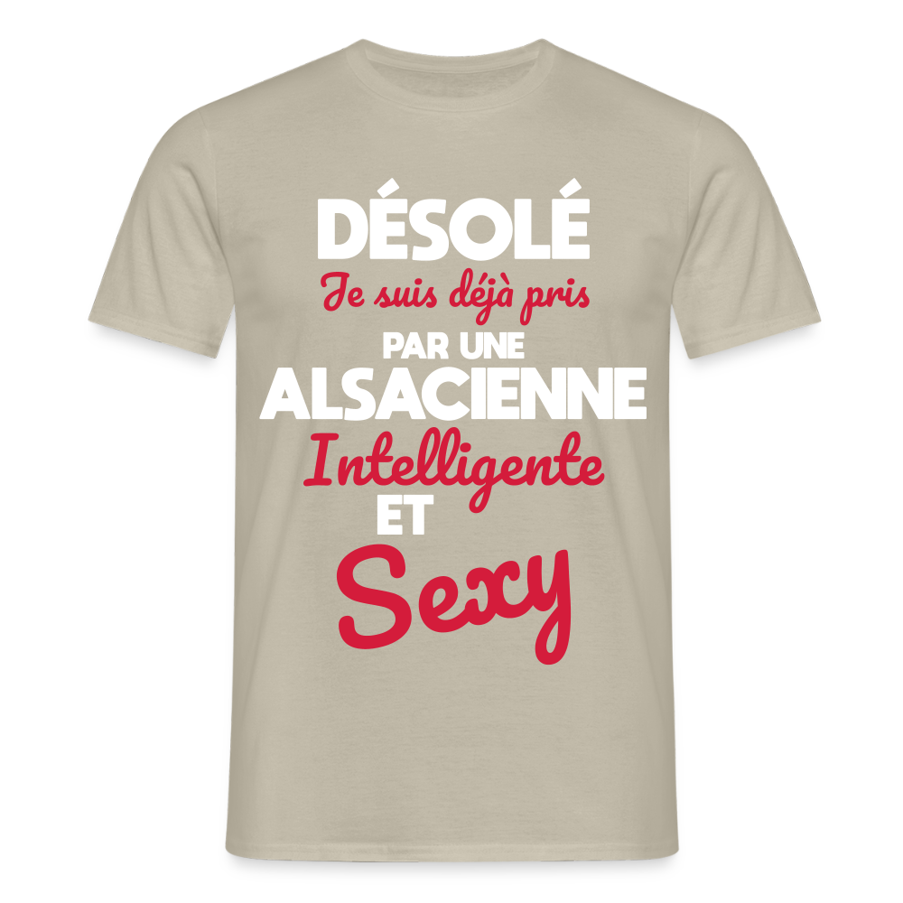 T-shirt Homme - Je suis déjà pris par une Alsacienne intelligente et sexy - beige sable