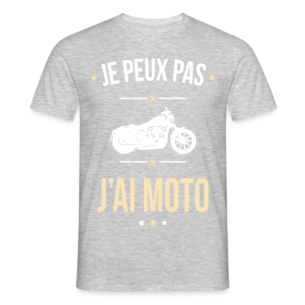T-shirt Homme - Je peux pas j'ai Moto - gris chiné