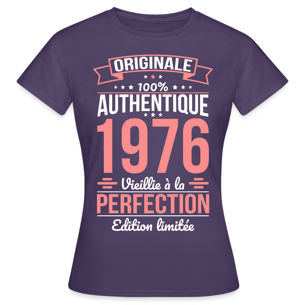 T-shirt anniversaire femme 50 ans – Originale 1976 - violet foncé