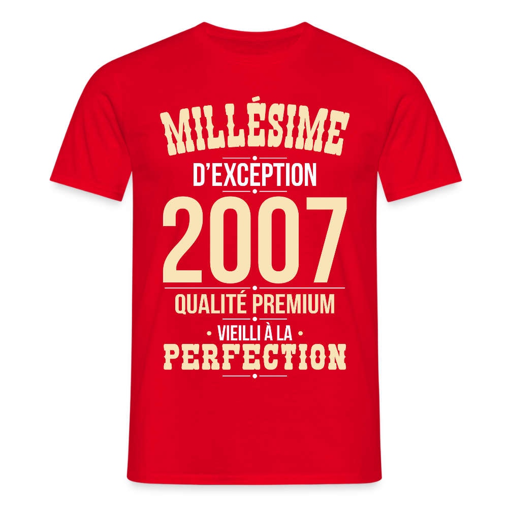 T-shirt Homme - Anniversaire 18 Ans - Millésime 2007 - rouge