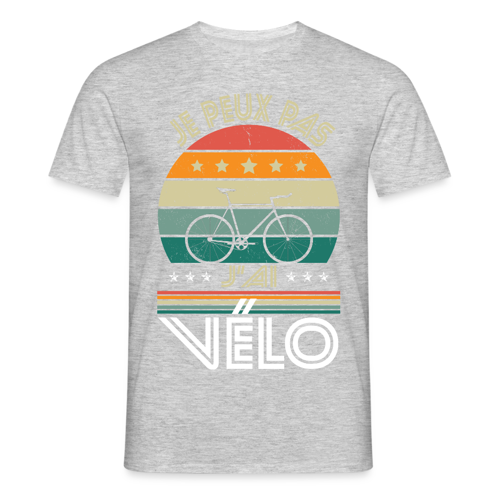 T-shirt Homme - Je peux pas j'ai Vélo - gris chiné