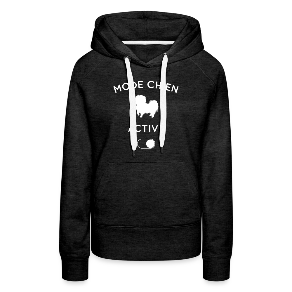 Sweat à capuche Premium Femme - Mode chien activé - charbon