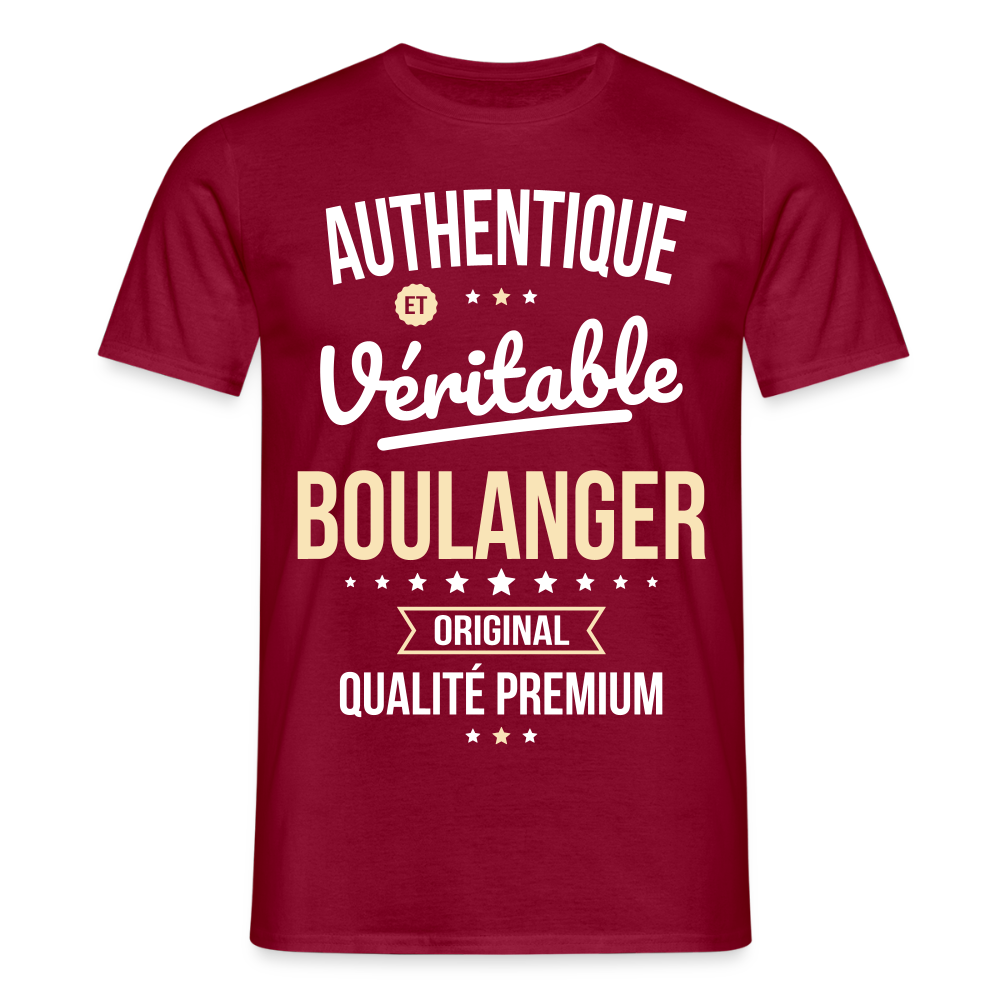 T-shirt Homme - Authentique et véritable Boulanger - rouge brique