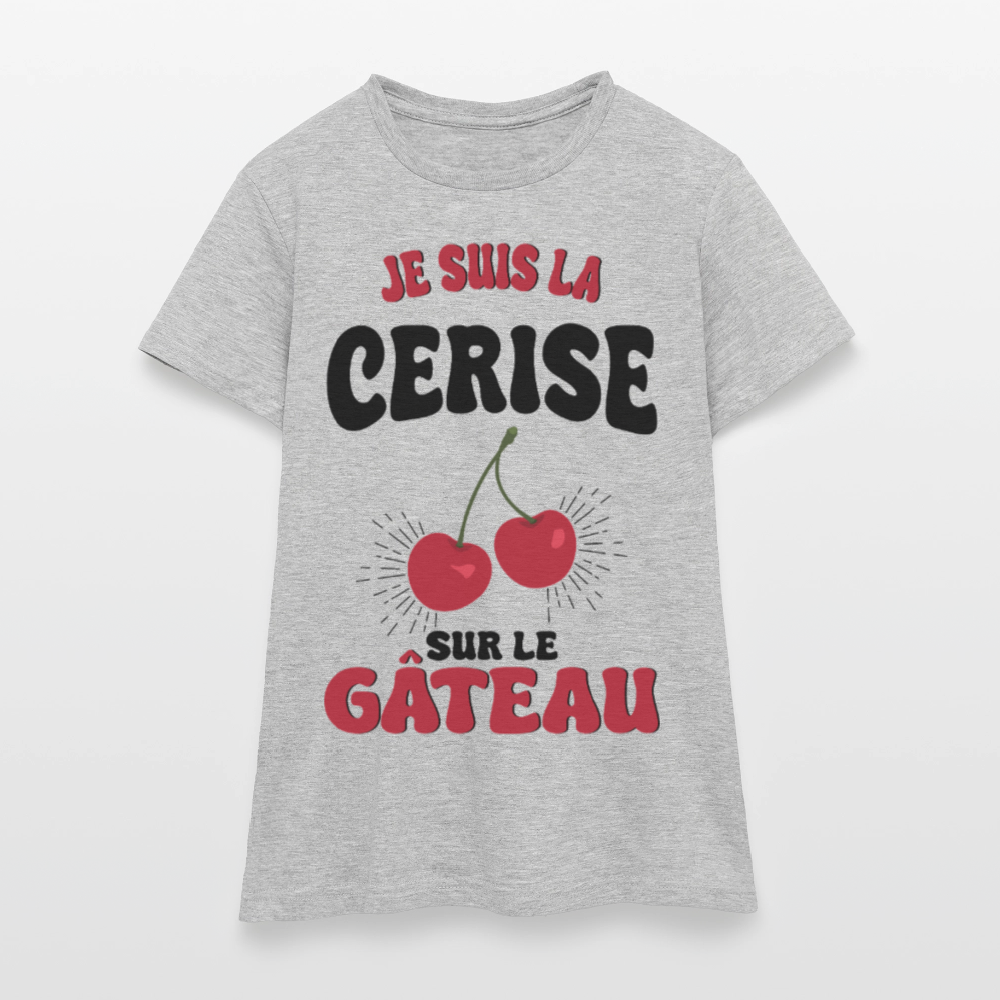 T-shirt Femme - Je suis la cerise sur le gâteau - gris chiné