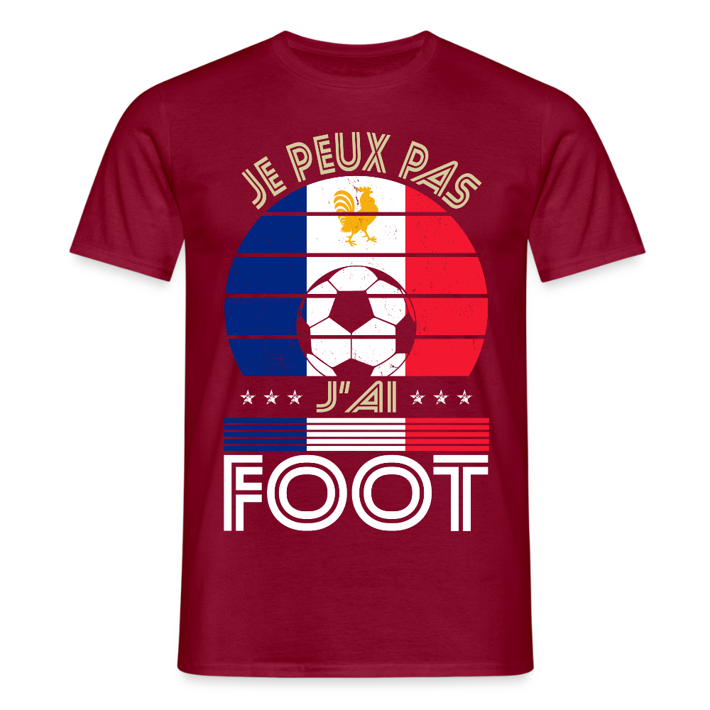 T-shirt Homme - Je peux pas j'ai Foot - France - rouge brique