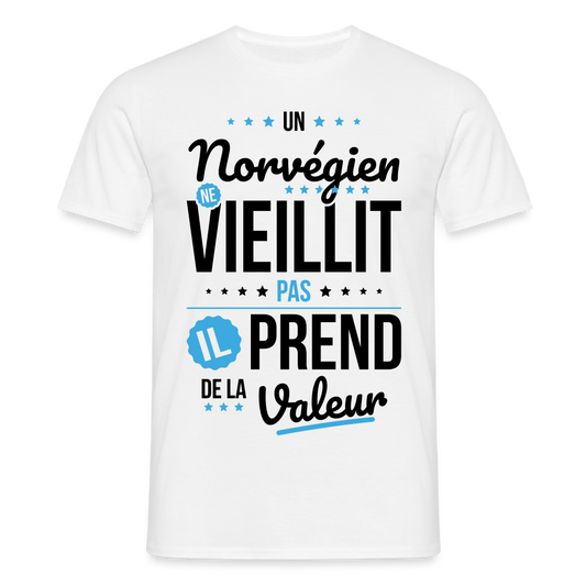 T-shirt Homme - Un Norvégien ne vieillit pas - blanc