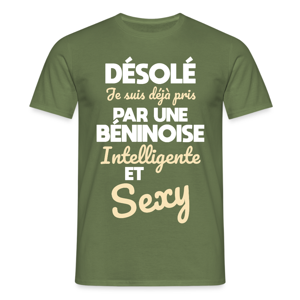 T-shirt Homme - Je suis déjà pris par une Béninoise intelligente et sexy - vert militaire