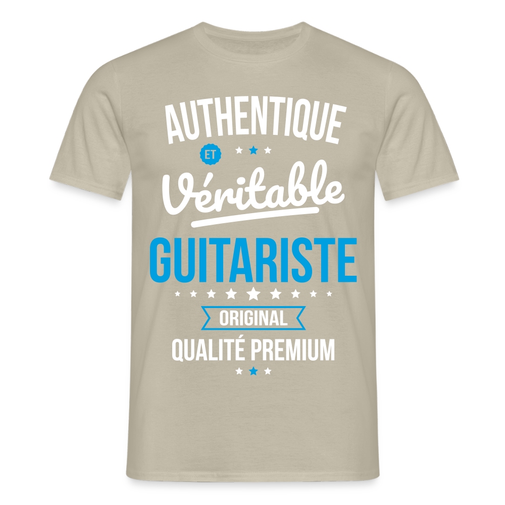 T-shirt Homme - Authentique et véritable Guitariste - beige sable