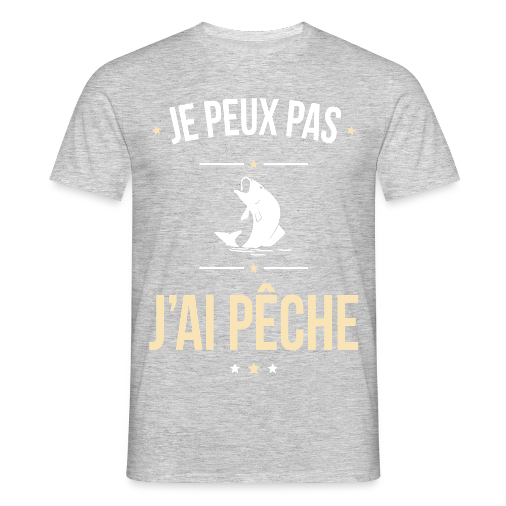 T-shirt Homme - Je peux pas j'ai Pêche - gris chiné