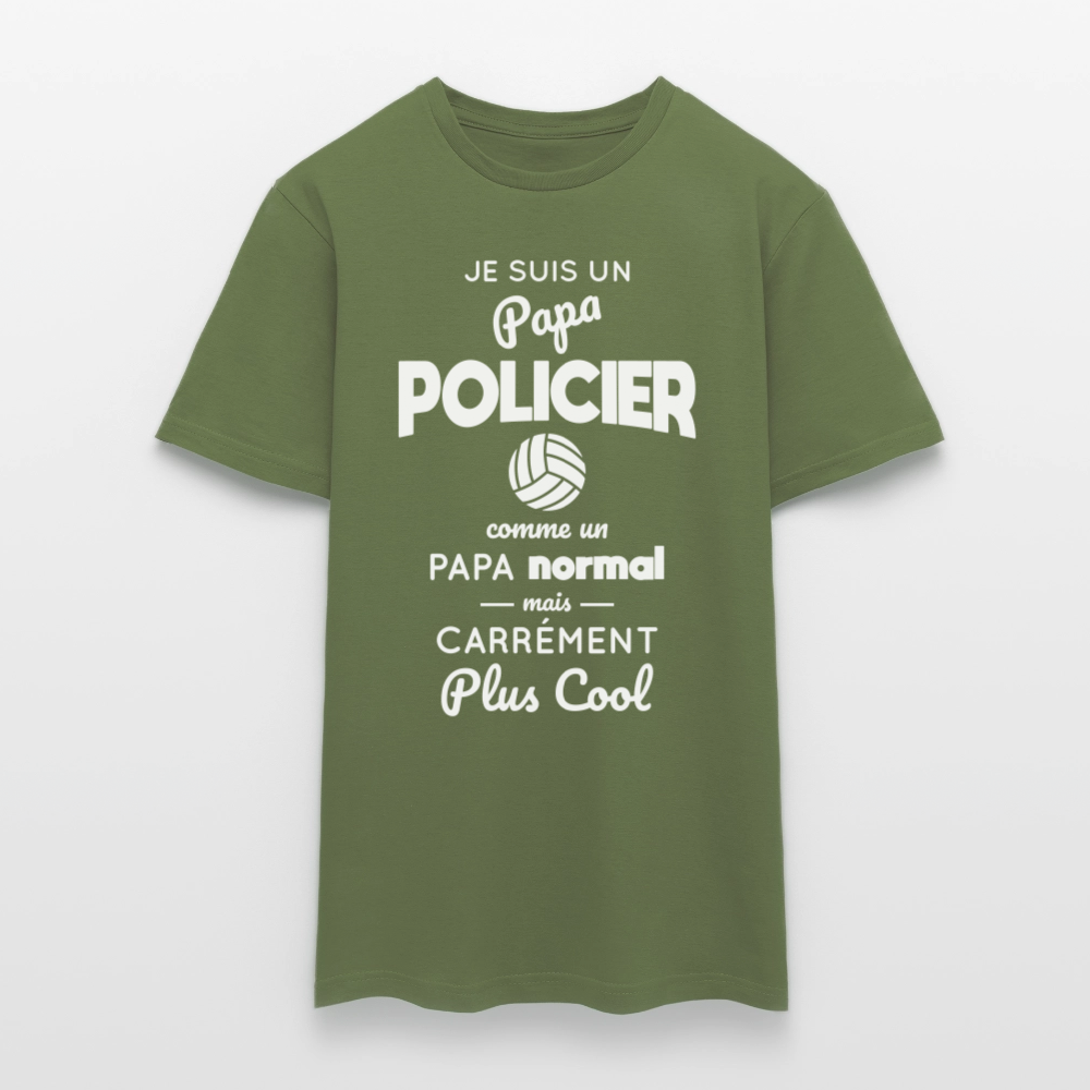 T-shirt Homme - Papa policier plus cool - vert militaire