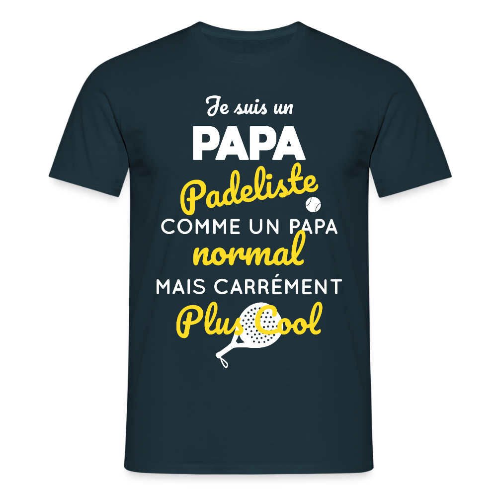 T-shirt Homme - Papa Padeliste Plus Cool - marine