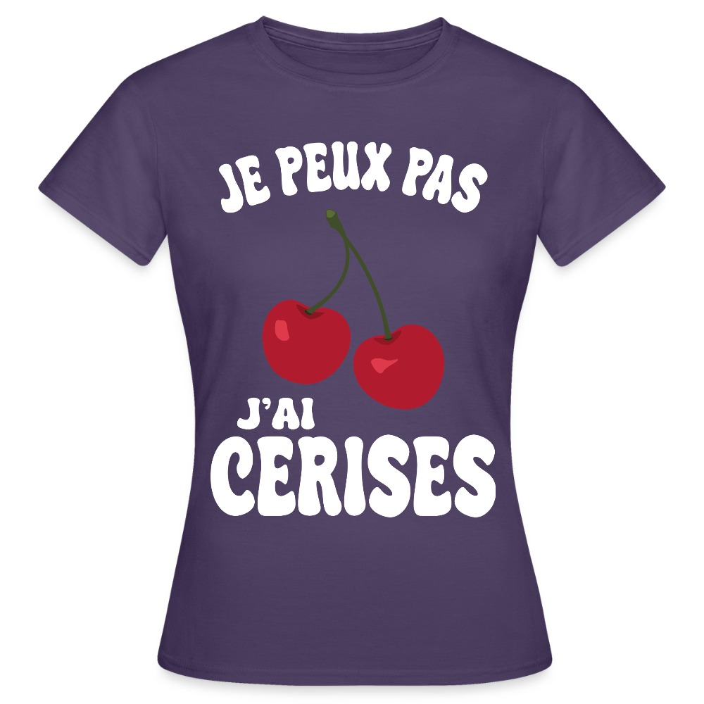 T-shirt Femme - Je peux pas j'ai cerises - violet foncé