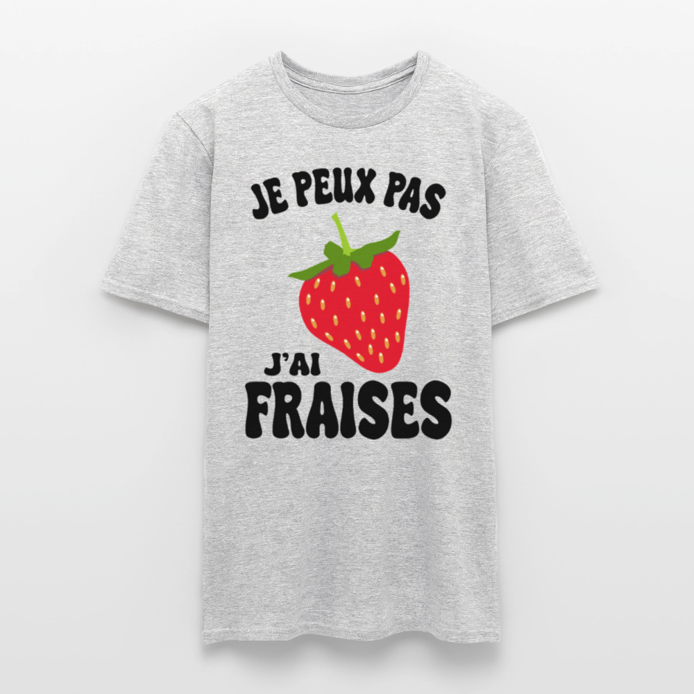 T-shirt Homme - Je peux pas j'ai fraises - gris chiné