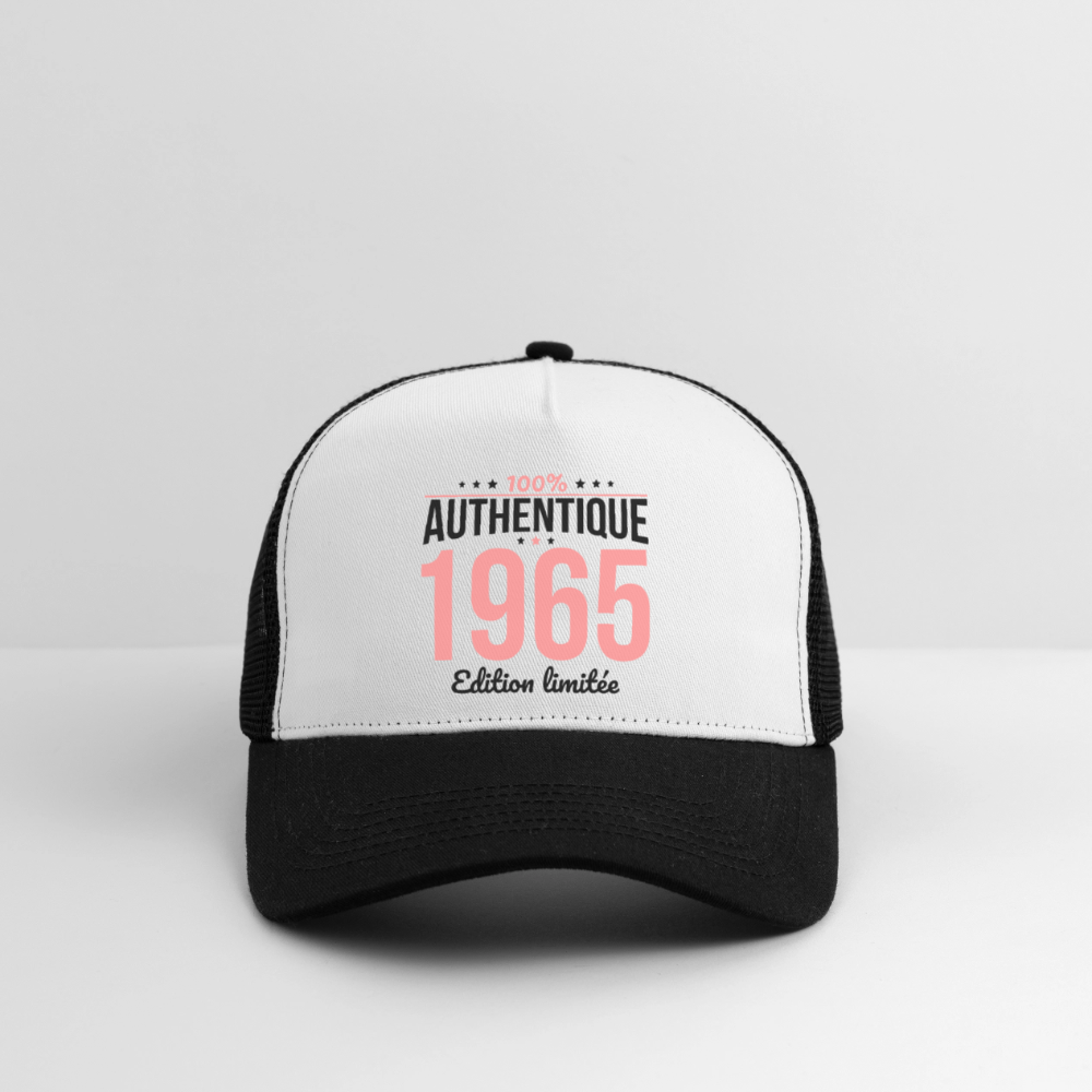 Casquette Trucker - Anniversaire 60 Ans - 100% Authentique 1965 - blanc/noir