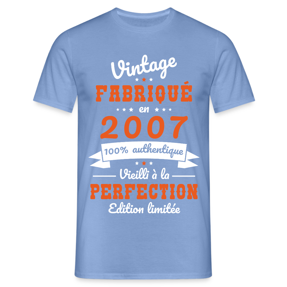 T-shirt Homme - Anniversaire 18 Ans - Vintage fabriqué en 2007 - carolina blue