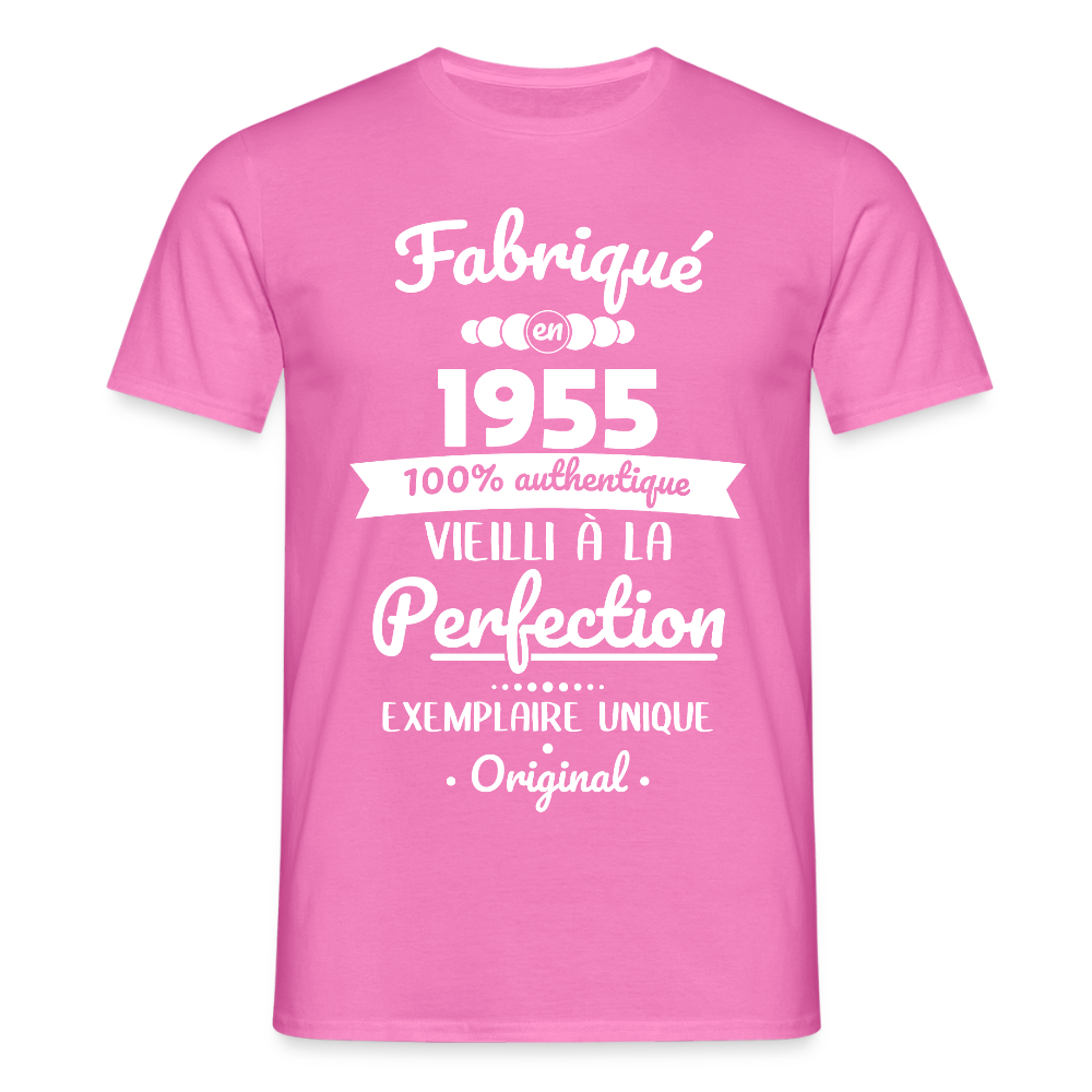 T-shirt Homme - Anniversaire 70 Ans - Fabriqué en 1955 - rose