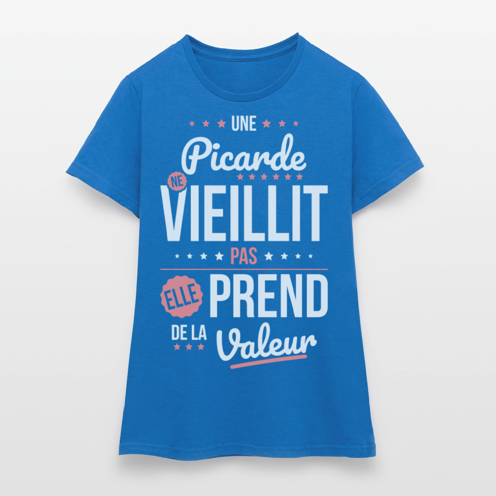 T-shirt Femme - Une Picarde ne vieillit pas - bleu royal