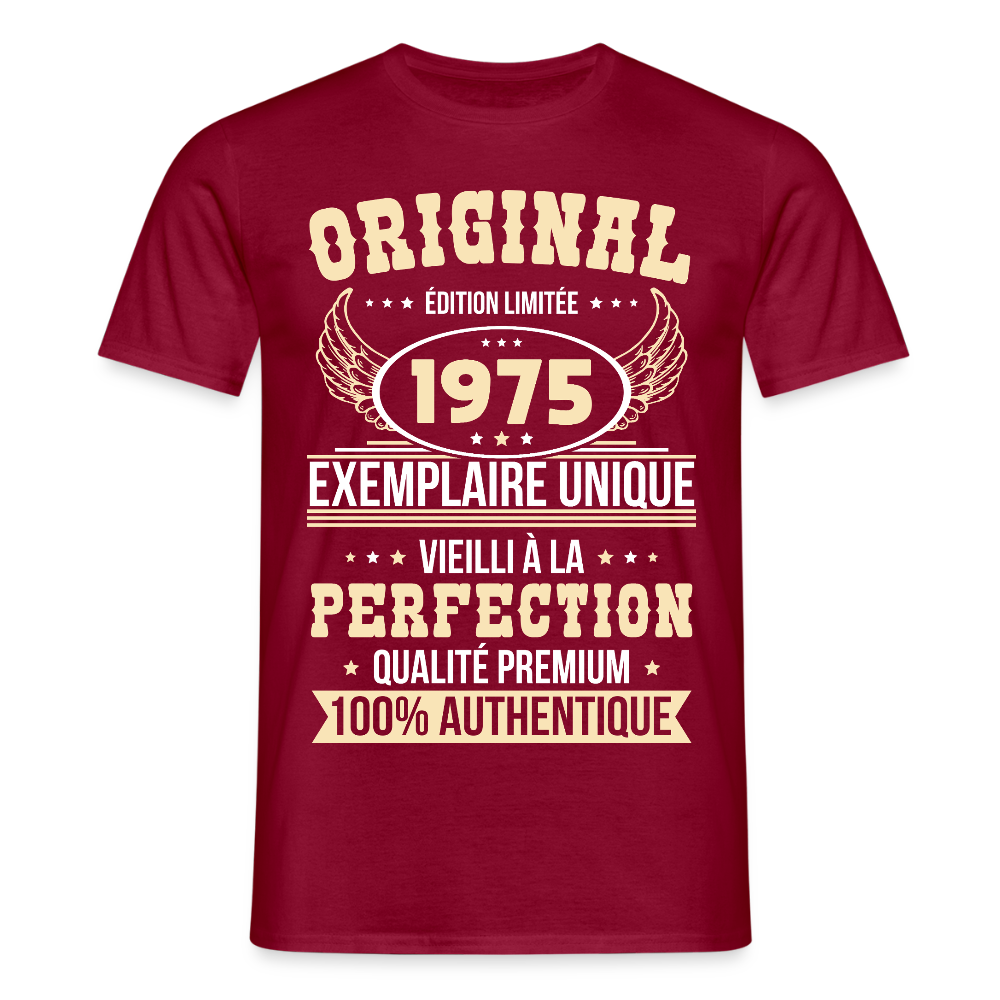 T-shirt Homme - Anniversaire 50 Ans - Original 1975 - rouge brique