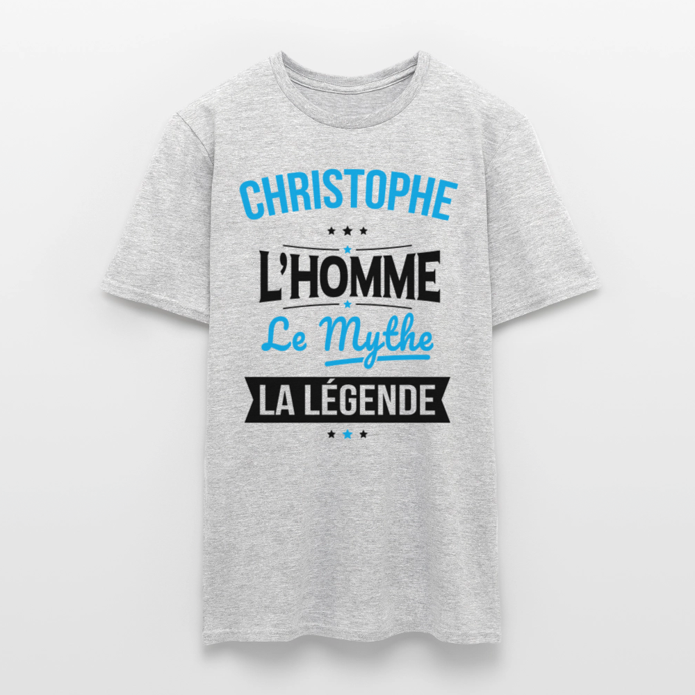 T-shirt Homme - Christophe - l'Homme - le Mythe - la Légende - gris chiné